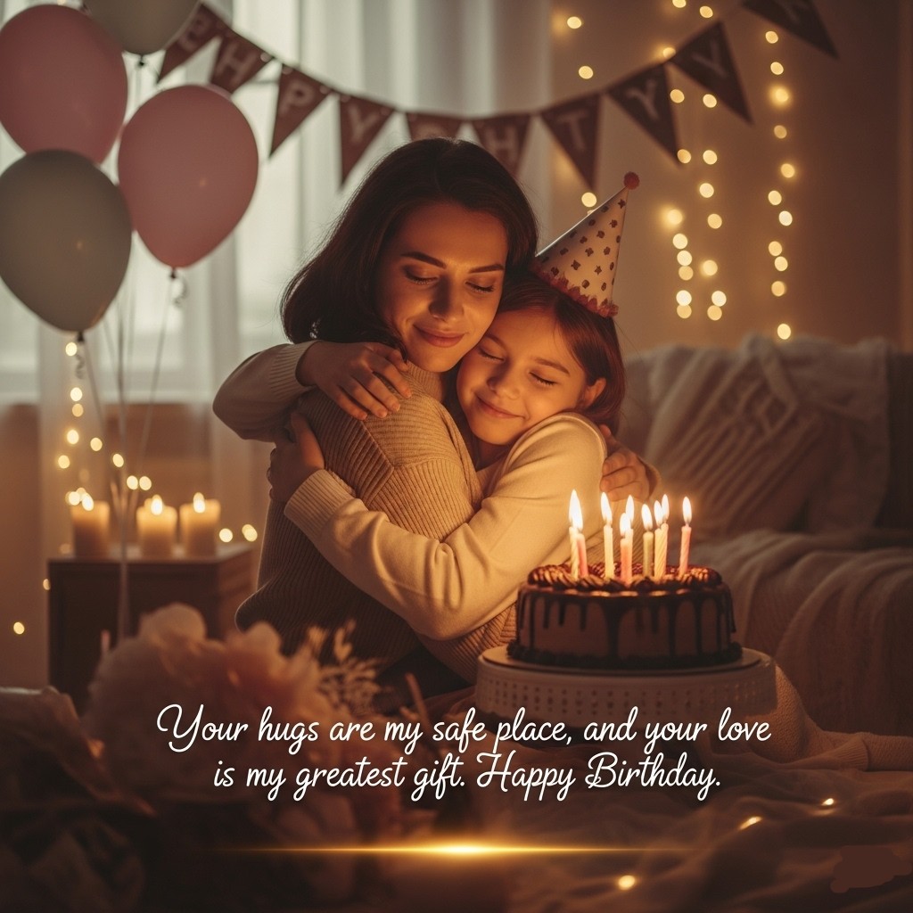 Your hugs are my safe place, and your love is my greatest gift. Happy Birthday